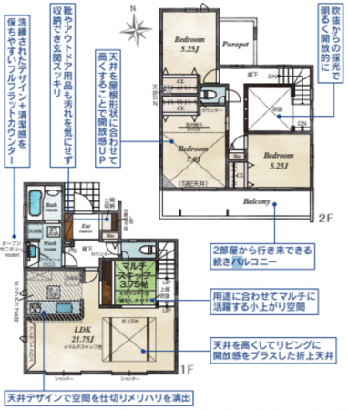 藤沢市大庭、新築一戸建ての間取り画像です