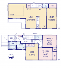藤沢市城南、新築一戸建ての間取り画像です