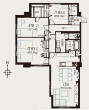 藤沢市片瀬海岸、中古マンションの間取り画像です