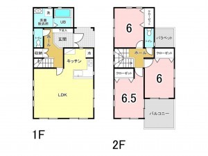 藤沢市白旗、中古一戸建ての間取り画像です