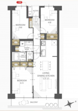 藤沢市白旗、中古マンションの間取り画像です