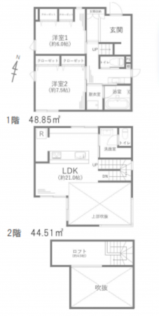 藤沢市辻堂東海岸、中古一戸建ての間取り画像です