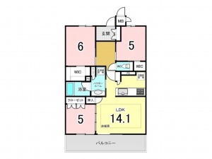 藤沢市辻堂東海岸、中古マンションの間取り画像です