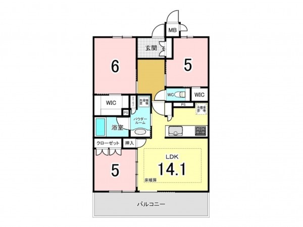 藤沢市辻堂東海岸、中古マンションの間取り画像です