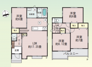 藤沢市鵠沼海岸、新築一戸建ての間取り画像です