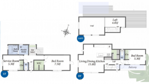 藤沢市善行、中古一戸建ての間取り画像です
