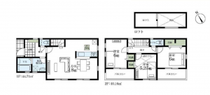 藤沢市辻堂東海岸、新築一戸建ての間取り画像です