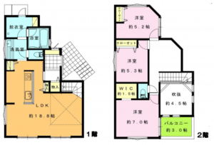 藤沢市大庭、新築一戸建ての間取り画像です