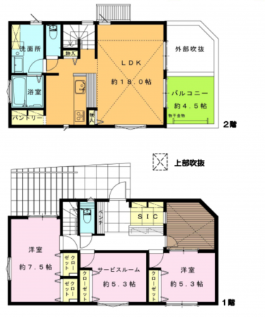 藤沢市亀井野、新築一戸建ての間取り画像です