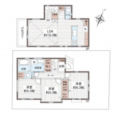 藤沢市弥勒寺、新築一戸建ての間取り画像です