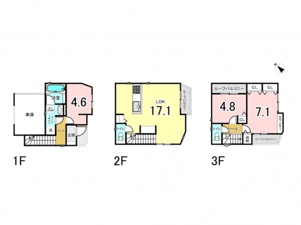 藤沢市片瀬、新築一戸建ての間取り画像です