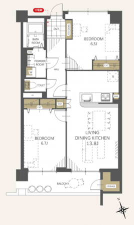 藤沢市亀井野、中古マンションの間取り画像です