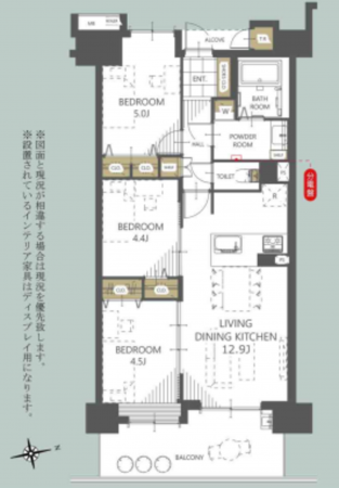 藤沢市稲荷、中古マンションの間取り画像です