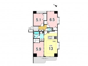 藤沢市藤沢、中古マンションの間取り画像です