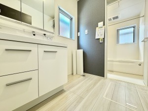 藤沢市善行、新築一戸建ての洗面画像です