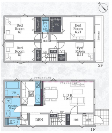 藤沢市本藤沢、新築一戸建ての間取り画像です