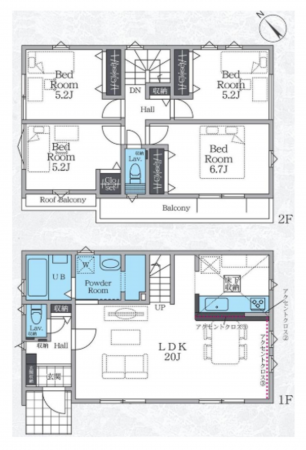 藤沢市本藤沢、新築一戸建ての間取り画像です