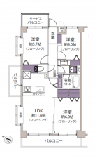 藤沢市亀井野、中古マンションの間取り画像です