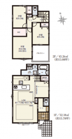 藤沢市大庭、新築一戸建ての間取り画像です