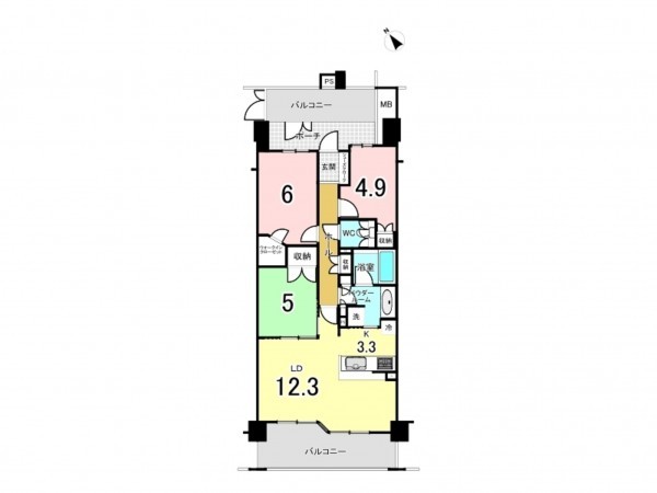 藤沢市本藤沢、中古マンションの間取り画像です