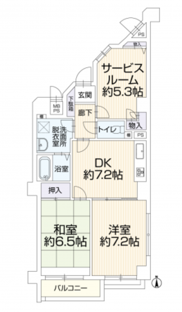 藤沢市辻堂西海岸、中古マンションの間取り画像です