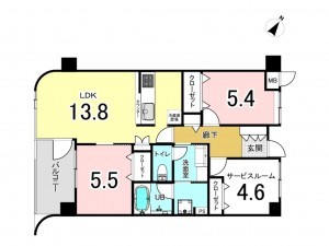 藤沢市藤が岡、中古マンションの間取り画像です