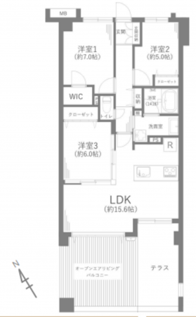 藤沢市大鋸、中古マンションの間取り画像です