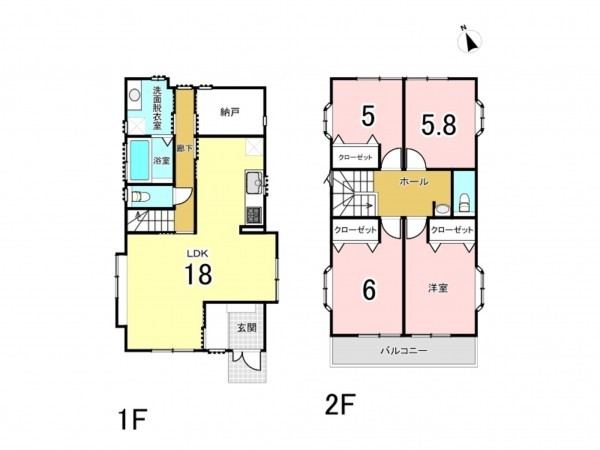 藤沢市鵠沼海岸、中古一戸建ての間取り画像です