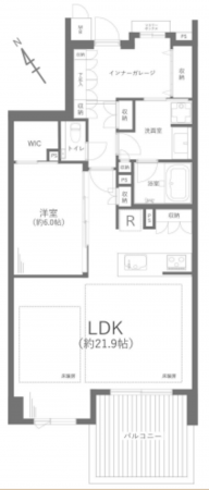 藤沢市鵠沼海岸、中古マンションの間取り画像です