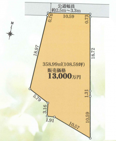 藤沢市鵠沼桜が岡、土地の間取り画像です