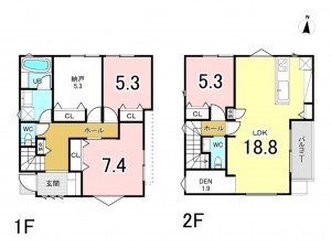 藤沢市辻堂、新築一戸建ての間取り画像です