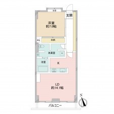 藤沢市藤沢、中古マンションの間取り画像です