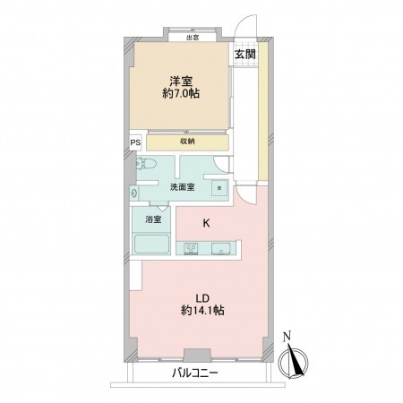 藤沢市藤沢、中古マンションの間取り画像です