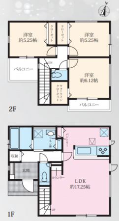 藤沢市亀井野、新築一戸建ての間取り画像です