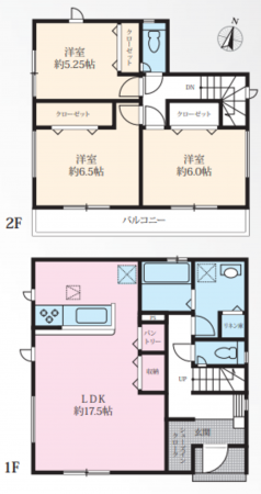 藤沢市亀井野、新築一戸建ての間取り画像です
