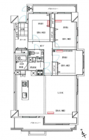 藤沢市片瀬海岸、中古マンションの間取り画像です