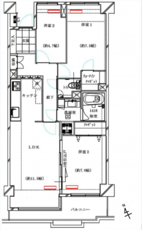 藤沢市片瀬海岸、中古マンションの間取り画像です