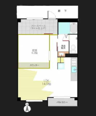 藤沢市鵠沼石上、中古マンションの間取り画像です