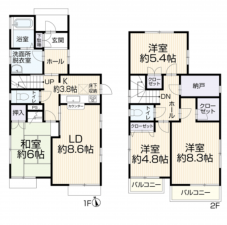 藤沢市白旗、中古一戸建ての間取り画像です