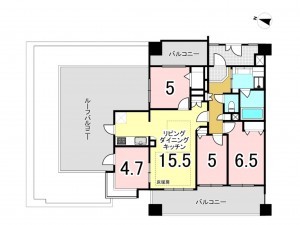 藤沢市本町、中古マンションの間取り画像です