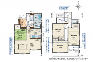 藤沢市羽鳥、新築一戸建ての間取り画像です
