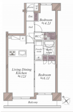 藤沢市藤沢、中古マンションの間取り画像です