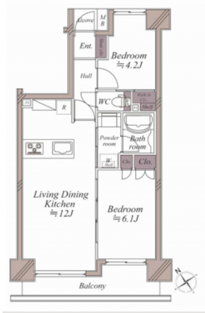 藤沢市藤沢、中古マンションの間取り画像です