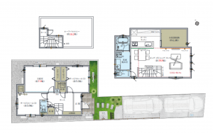 藤沢市本鵠沼、新築一戸建ての間取り画像です