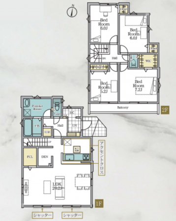 藤沢市大庭、新築一戸建ての間取り画像です