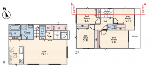 藤沢市辻堂太平台、新築一戸建ての間取り画像です