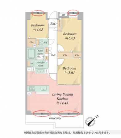 藤沢市片瀬海岸、中古マンションの間取り画像です