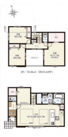 藤沢市本藤沢、新築一戸建ての間取り画像です