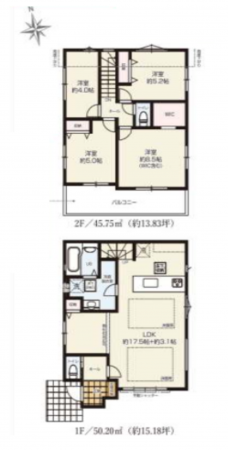藤沢市本藤沢、新築一戸建ての間取り画像です