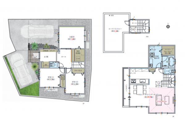 藤沢市羽鳥、新築一戸建ての間取り画像です